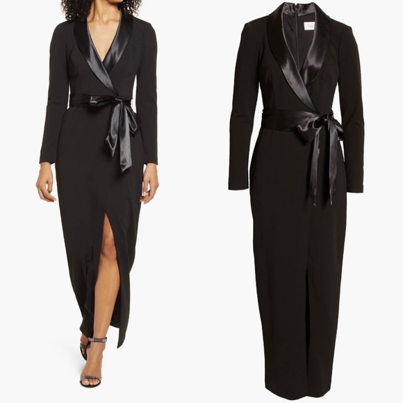 Eliza J  Formal Elegant Long Sleeve Tuxedo Gown Dress 
size 12 or 6 or 4 or 10 - Picture 4 of 12